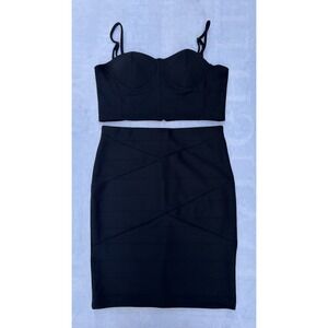 Haute Monde L Sexy Black Bustier Top Bodycon Skirt Set Date Little Black Dress